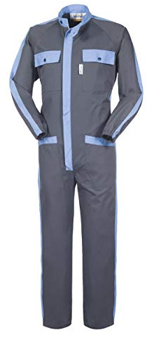 Rossini Trading Professional Take Time Tuta Bruxelles A41307 da Lavoro Uomo Donna Misto Cotone Poliestere Chiusura Zip taschini al Petto Protezione rischi Minimi Grigio/Azzurro