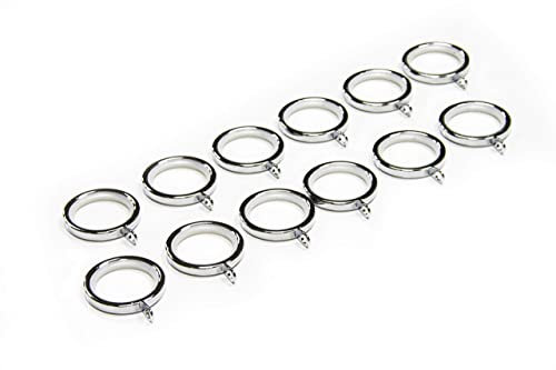 Gcurtain Anillos de Cortina con Ojales Silenciosos de Metal Juego de 12 Compatible con Varilla de hasta 20 Mm de Diámetro - Cromado