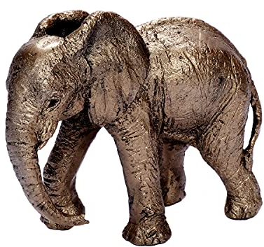 Brillibrum Design Kleiner Baby Elefant aus Kunstharz Elefanten Skulptur aus Bronze & Kunstharz Elefantenkind Afrika Dekofigur Elefanten Statue Garten Bronzefigur African Elephant (Variante 1)
