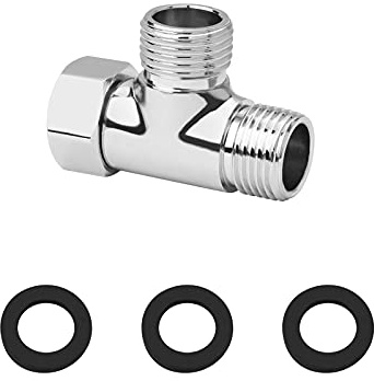 G1/2 Diverter Valve Brass 3 Way T Shape Adapter Universal Shower System Component Replacement Part Water Diverter Valve Shower Hose Splitter for Handheld Bidet and Sprayer, Chrome