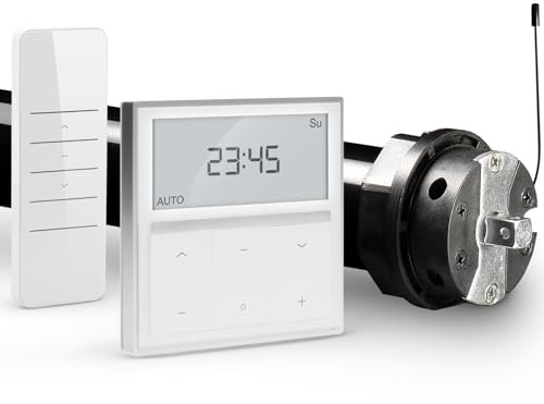 NOBILY Rollladenmotor Profi-Set PRE5 inkl. Funk-Timer Exquisit Wandsender, Funk-Rohrmotor mit elektronischer Endabschaltung