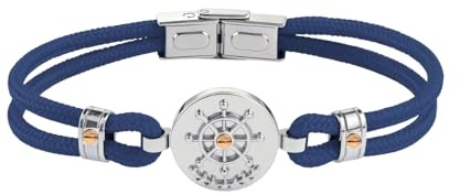 amorili Bracciale Uomo Timone in Acciaio Inox e Corda Blu | Braccialetto Nautico e Marinaro Elegante | Gioiello Maschile Regolabile Resistente | Idea Regalo per Uomo di Mare bcc1471