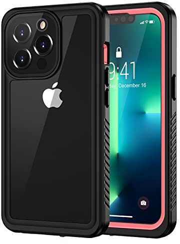 Lanhiem für iPhone 13 Pro Hülle IP68 Wasserdicht Stoßfest, Rosa | Handyhülle 360 Grad Ganzkörper, Staubdicht Schneefest Outdoor Panzerhülle, mit Eingebautem Displayschutz