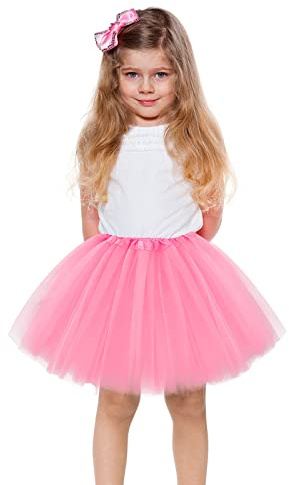 Molain Layered Tutu Tutus Skirt Dresses Dress Halloween Day Fancy Costume Stretchable Tie Dye Skorts for 4-8 Years Women Princess Ballet Dance (Pink)