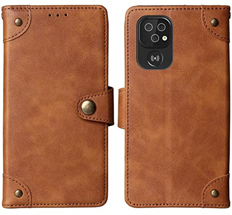 Gukas Veritable Cuir Housse Téléphone Case Gel Skin pour Doro 8100/8110 / 8100 Plus 6.1 Coque Étui Cas Couverture Protecteur Cover Portefeuille Antichoc Cover Case (Marron)