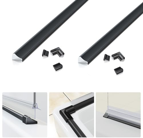 Duschdichtung Schwallschutz 95 cm 2 Stück für die Duschkabine Duschdichtung Ersatzdichtung Badewanne Wasserabweiser Matt Schwarz
