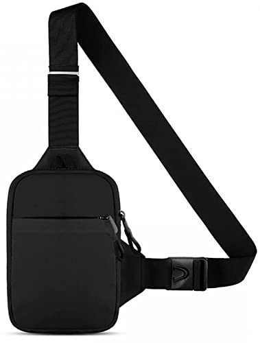 Hatriel Sling Chest Crossbody Bag, Wasserdicht Schultertasche, Brusttasche, Männer und Frauen Wasserdicht Leichte Brusttasche Sling Schulter Backpack, für Reise, Wandern, Radfahren, Laufen (Schwarz)