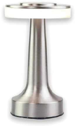 Luxus Europe - Tischlampe Touch Beau Silber - Kabellose LED-Tischlampe für den Innenbereich – USB-C wiederaufladbar – Touch-Bedienung – Dimmbar – 3 Lichtfarben