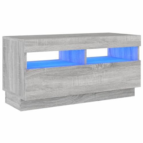 vidaXL TV Cabinet with LED Lights Living Room Furniture Media Unit Sideboard Entertainment Centre TV Console HiFi Cabinet Grey Sonoma