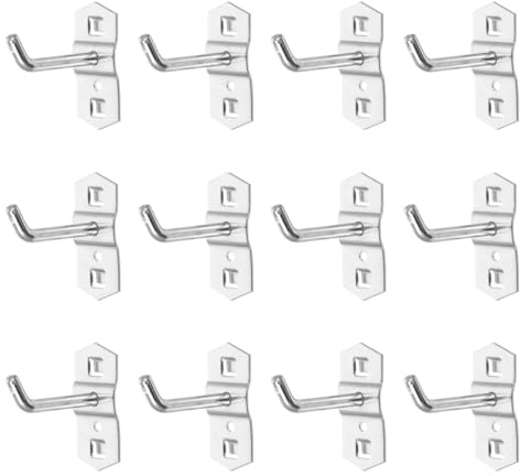 Cabilock 12 Pack Square Hole Pegboard Hooks for Metal Retail Display Panels | Chrome-Finished Iron, Quick Slot-In Installation, For Shop Shelves And Tool Boards