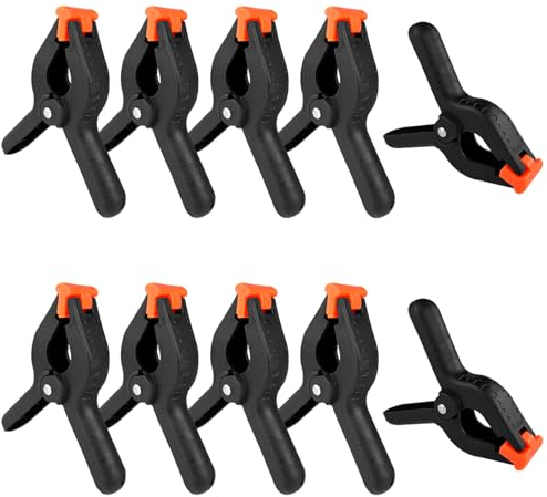 Nutabevr 10 Stück Federklemmen, 4 Zoll Hochleistungs Schwarze Nylon Federklemmen, Leimzwingen mit beweglichen und geriffelten Klemmbacken, für die Holzbearbeitung, DIY, Fotostudios, Fotohintergrund