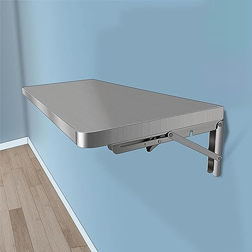 Tavolo da Parete in Acciaio Inossidabile, Tavolo Pieghevole da Parete ，Tavolo Galleggiante Appeso Banco da Lavoro for Scrivania da Computer, for Studio Camera da Letto Bagno Balcone ( Size : 60x40cm/L
