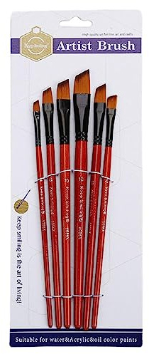 Juego de 6 pinceles de pintura acrílica en ángulo de nailon para múltiples usos, pintura al óleo, acuarela, artista, kits profesionales, pinceles de pintura angular, pinceles de pintura acrílica