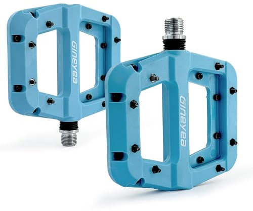GINEYEA MTB-Pedale, blau, Rennradpedale, leichte Nylonfaser, Mountainbike-Pedale für BMX-Pedale, MTB, 9/16 Zoll (blau)