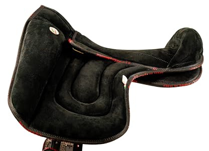 PIONEER Selle d'équitation en cuir suédé pour monte à cru, Selle Bareback 50X45 cm avec rembourrage en ouate et mousse à mémoire de forme - Fabriquée en Italie - Sangle en néoprène - Marron