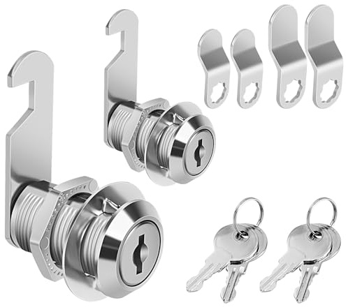 Pertinel Cam Locks Keyed Alike, 3/4 Cabinet Locks with Keys Secure Files Drawers RV Storage Locks Replacement Set, Zinc Alloy (3/4 Inch 2Pcs)