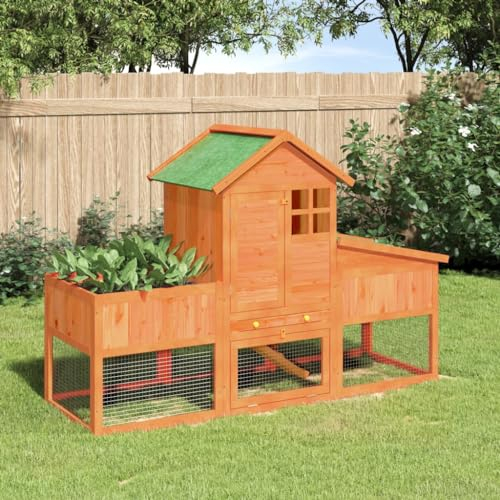 LAPOOH Kaninchenstall Braun 170x63x113 cm Massivholz Kiefer Hasenstall, Hasenkäfig, Doppelhausninchenställe,Tierhaus, Kleintierstall, Kaninchenhaus, Haustierstall, Kaninchen Häuser - 172292