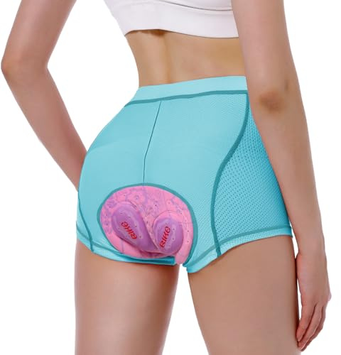 FEIXIANG Damen Radunterhose, Radlerhose Kurz Fahrradhose Fahrrad Unterwäsche mit 4D Gel Gepolstert, Fahrradunterhose Atmungsaktiv Schnelltrocknend Radhose Radfahrunterhose