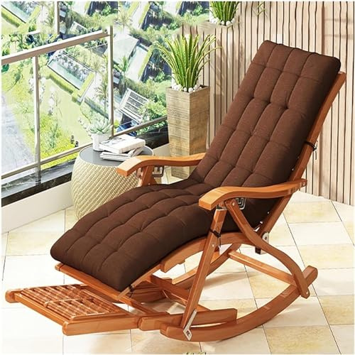 FIXARE JIESOO Schaukelstuhl Holz Mit Armlehne Und Fußmassagekissen, Klappbarer Stuhl Mit Polster Relaxsessel Mit Akzent for Wohnzimmer, Lesesessel for Wohnzimmer Im Schlafzimmer