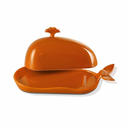 Bonito plato de mantequilla de ballena, mantequillera de cerámica con tapa y asa, divertido soporte para mantequilla de la costa este, decoración moderna de cocina y accesorios
