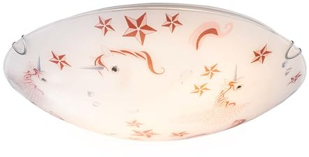 Deckenleuchte Kinderzimmer rosa Mädchen Einhorn Kinderleuchte Deckenlampe, Metall, 2x E27 Fassungen, DxH 40x10 cm