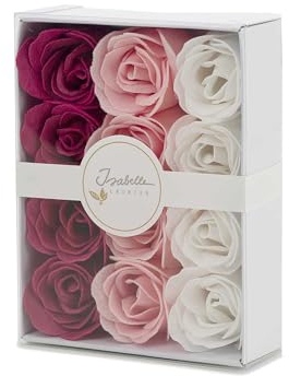 Isabelle Laurier - Coffret cadeau luxe 12 roses de bain - Bombe de bain, Confettis pétales de Rose parfumés - Cadeau Femme