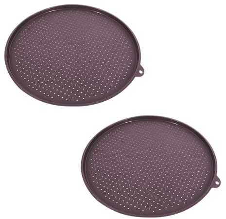 Plateau à Pizza Ronde 34,5 cm, 2 pièces Pla-que à Pizza Antiadhésif, Pla-que de Cuisson Pizza Perforées, Pla-que à Pizza Pliable en Silicone, Tapis de Cuisson Pizza pour Four, Accessoires de Cuisson
