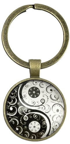 Llavero Yin Yang de color Bronce - Llaveros estilo Chino Asiatico Símbolo Fuerza Ying Yang Redondo - Accesorio para amantes del logo de Yin y Yang, Yoga, Universo… - Llavero unisex hombre y mujer