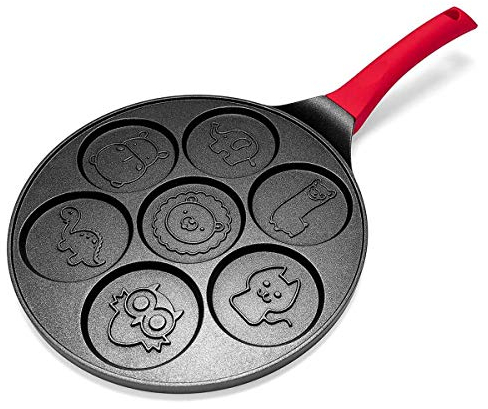 Gardroom Profession Non-stick pancake pan round iron pan cute kids pancake mold mini pancake maker waffle maker grill pan blini pan flying pan animal C breakfast pan 26x26cm (10x10 inch)