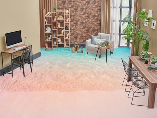 Benutzerdefinierte Selbstklebende Boden Wandtapete 3D-Meereslandschaft, 150 x 105 cm Bodenfliesen Aufkleber Wohnzimmer Studie Pvc Wasserdicht Tragen 3D Bodenbelag Tapete