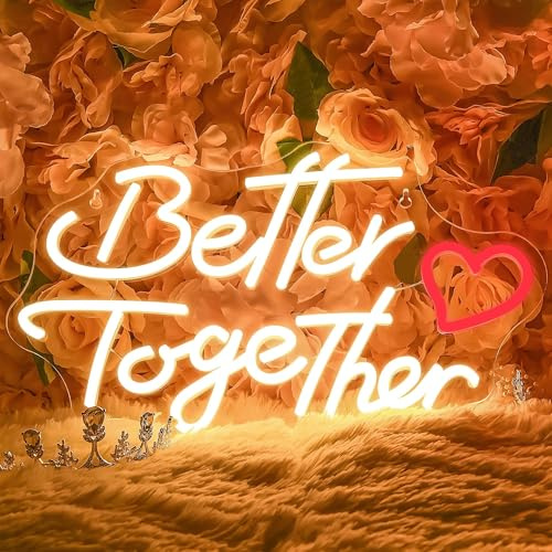 Appneon Besser zusammen Neon Zeichen Besserzusammen Hochzeit(XD023) | Neon Zeichen Wanddekoration LED Schlafzimmer Verlobungsparty Geburtstag Valentinstag16.1*9.8Zoll [Energieklasse G]