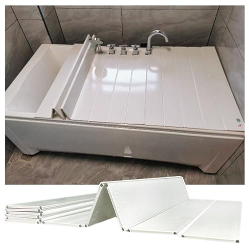 ShAzanz Bandeja Bañera Plegable PVC Cubierta De Bañera, Blanco Bañera Cubierta De Aislamiento Tablero De Polvo Cubierta Aislamiento Bañera, Impermeable Bandejas para Bañera Plegable(80x180x0.6cm)