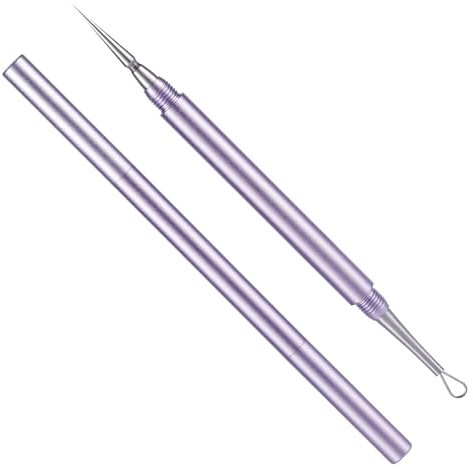 Estrattore di Punti Neri, Metallo 2 in 1 Ago per la Pulizia Dell'Acne Professionale Ago per Schiacciare i Brufoli Doppia Estremità Rimozione di Punti Neri per Naso e Viso (Viola)
