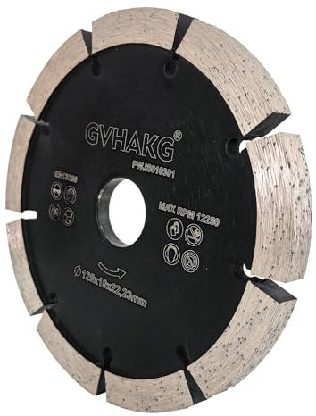 GVHAKG Disque de fraisage diamanté 125 mm, fraise à joints 10 mm pour béton, mortier, brique, maçonnerie et plâtre (125 x 10 x 22,23 mm)