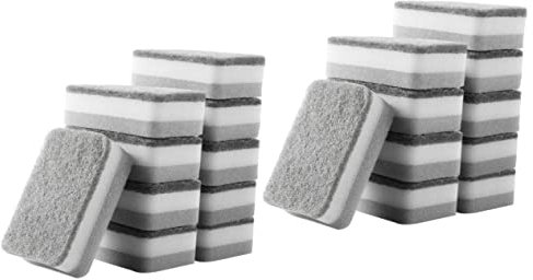 COLLBATH 20 Piezas Estropajo De Esponja Plato De Esponja Estropajos De Superficie Lavar Platos Esponjas De Limpieza Cepillo De Control De Jabón Cepillos De Limpieza para El Hogar No Grey