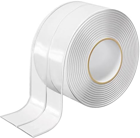 Widen Clear Caulk Tape, Transparent Caulking Sealing Strip, Waterproof Self Adhesive Sealant Tapes for Toilet, Bathroom, Sink, Bathtub, Floor (Width 50mm)