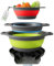 Gevoli Collapsible Colanders with Self-Draining Base for Edge of Sink, Food Strainers (Small/Med/Large), Nested Design for Easy Storage (Red, Blue, Green) (4PC Set)