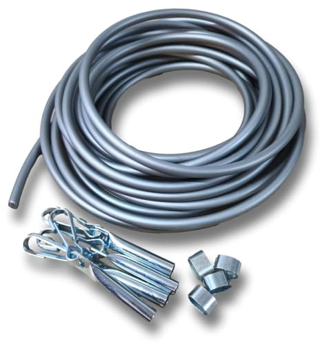 Planenseil Kunststofseil PVC 8 mm Seil mit Würgeklemmen und Seilendverschlüsse mit Simplexhaken (4 x 2,50 m P + 4 W + 4 S)