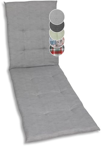 GO-DE Textil Bequeme und attraktive Polsterauflagen für Gartenliegen (Einzelset, Uni grau, Liegenauflage)