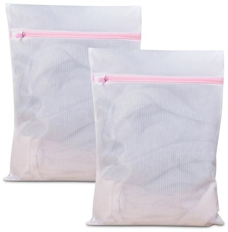 Netz-Wäschesack, 2 Stück extra große Netz-Wäschesäcke mit Reißverschlüssen, wiederverwendbare Waschmaschinentasche, ideal für Bettlaken, Bettbezug, Kleidung, Socken, 90 x 60 cm