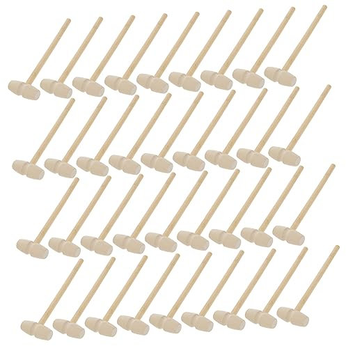 JOINPAYA 36pcs Wooden Hammer Hardwood Hammer Surfboard Hammer Space Doll House Boys DIY Handcraft Hammer Little Hammer Handle Car Pretend Play The Cube Khaki