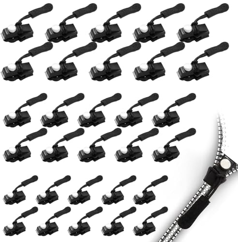 Set di riparazione con chiusura lampo, 30 pezzi, con chiusura lampo, 3 misure, cerniera di ricambio per cerniere, chiusura lampo, zaini, chiusura lampo, kit universale per tutti i tipi