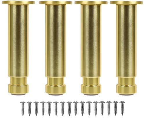 KMERCE Verstellbare Möbelfüße aus legiertem Aluminium – verstellbare Höhe, Ersatzfüße aus Metall für Couchtisch, Schrank, Badezimmer, Sofa, Bett, solide und langlebige Halterung (Gold, 15 cm)