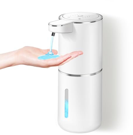 Dalugo Automatic Liquid Soap Dispenser, 380ml Rechargeable Touchless Wall Mounted Soap Dispenser with 4 Adjustable Levels, IPX5 Waterproof for Kitchen and Bathroom (White)