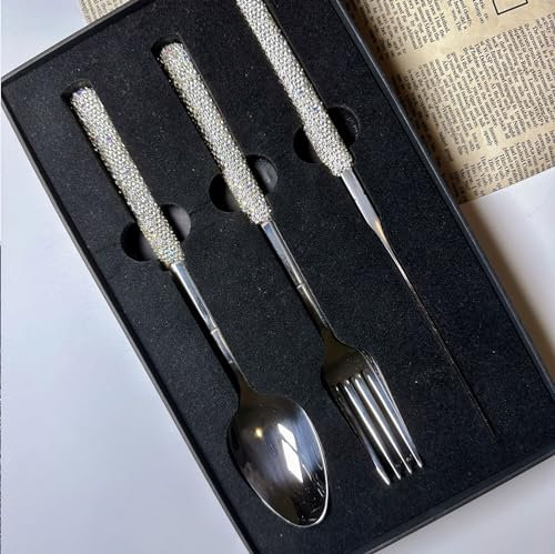 Ménagère de 3/12/18/24/30/36 Couverts en Acier Inoxydable 304, Coffret de Luxe léger avec Couteaux et fourchettes à Steak, Argent (24 pièces pour 8 Personnes) (doré (30 pièces pour 10 Personnes)