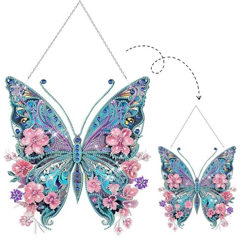 APOMOONS Diamante Pittura Farfalla con Catena,Diamante che Dipinge Immagini di Finestre su Entrambi i Lati,Kit di Pitturas a Diamant,per La Decorazione della Parete della Finestra e Dell'ingresso