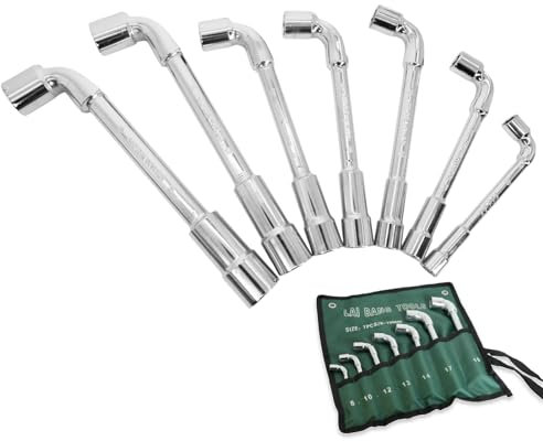 Flewdart set chiavi a pipa Esagonale 8mm 10mm 12mm 13mm 14mm 17mm 19mm 7pcs, chiave a pipa Crv Acciaio Al Cromo Vanadio, set Chiave tubi