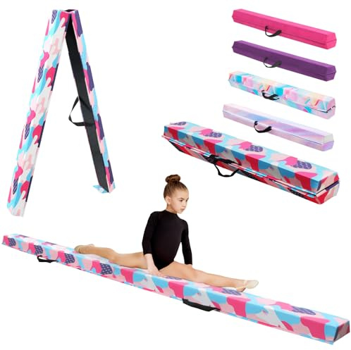 KIKILIVE Gymnastisk balansbalk med Eva konstläderyta + EPE i 3 storlekar (240 cm/270 cm/300 cm) vikbar för barn och vuxna + bärväska