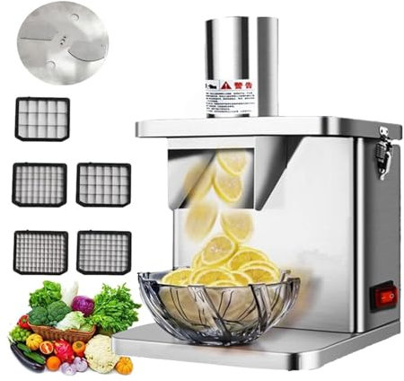 Cortadora de verduras en cubos, cortadora de verduras eléctrica 3 en 1, cortadora automática de patatas, cebollas y cubos con 5 cuchillas