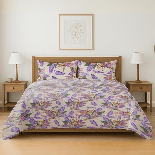 BESCH Colcha Boutis para Primavera y Verano con Diseño Selva Lila Cama 135 - Cubrecama Ligera Fina Entretiempo Extra Suave y Transpirable, Oeko-Tex Standard 100